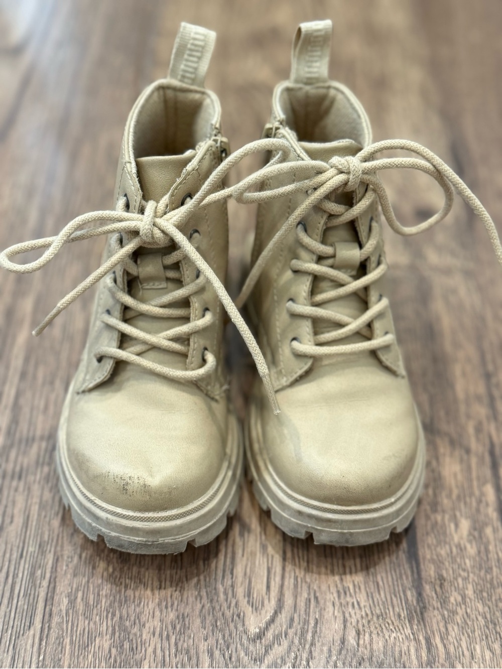 Zara Kids Cream Lace-Up Chunky Boots